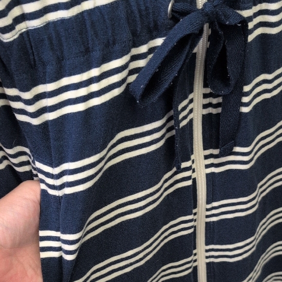 Nautica Blue and White Striped Swim Coverup with Collar - Picture 4 of 5